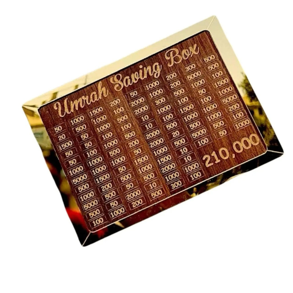 Premium Wooden Umrah Saving Box – 210,000 Savings Goal Challenge Tracker DailyDwell.pk