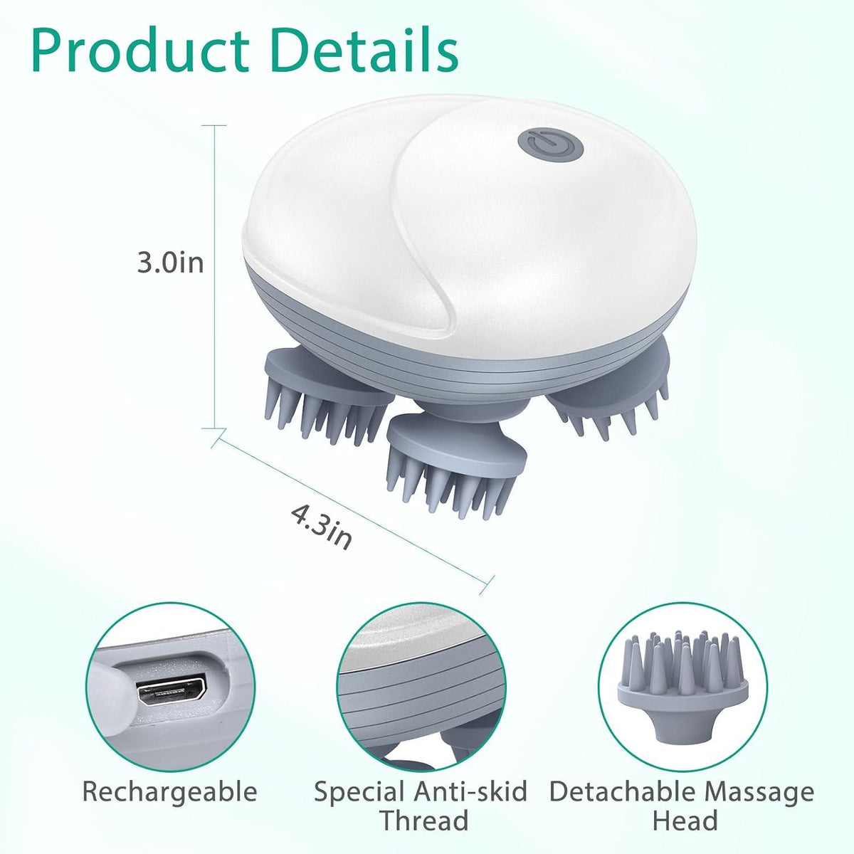 Electric 4-Head Scalp Massager – Hair & Scalp Massage Brush