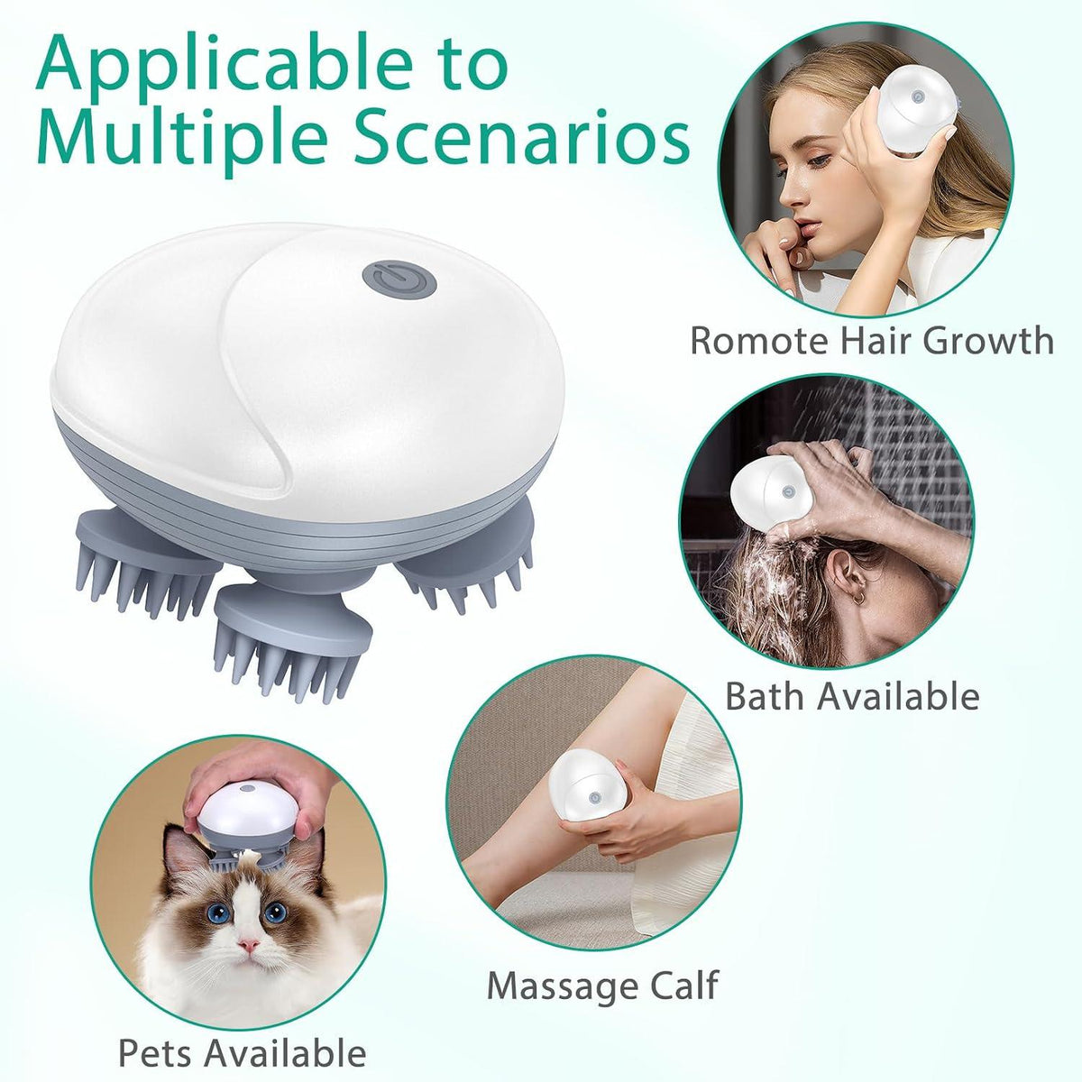 Electric 4-Head Scalp Massager – Hair & Scalp Massage Brush