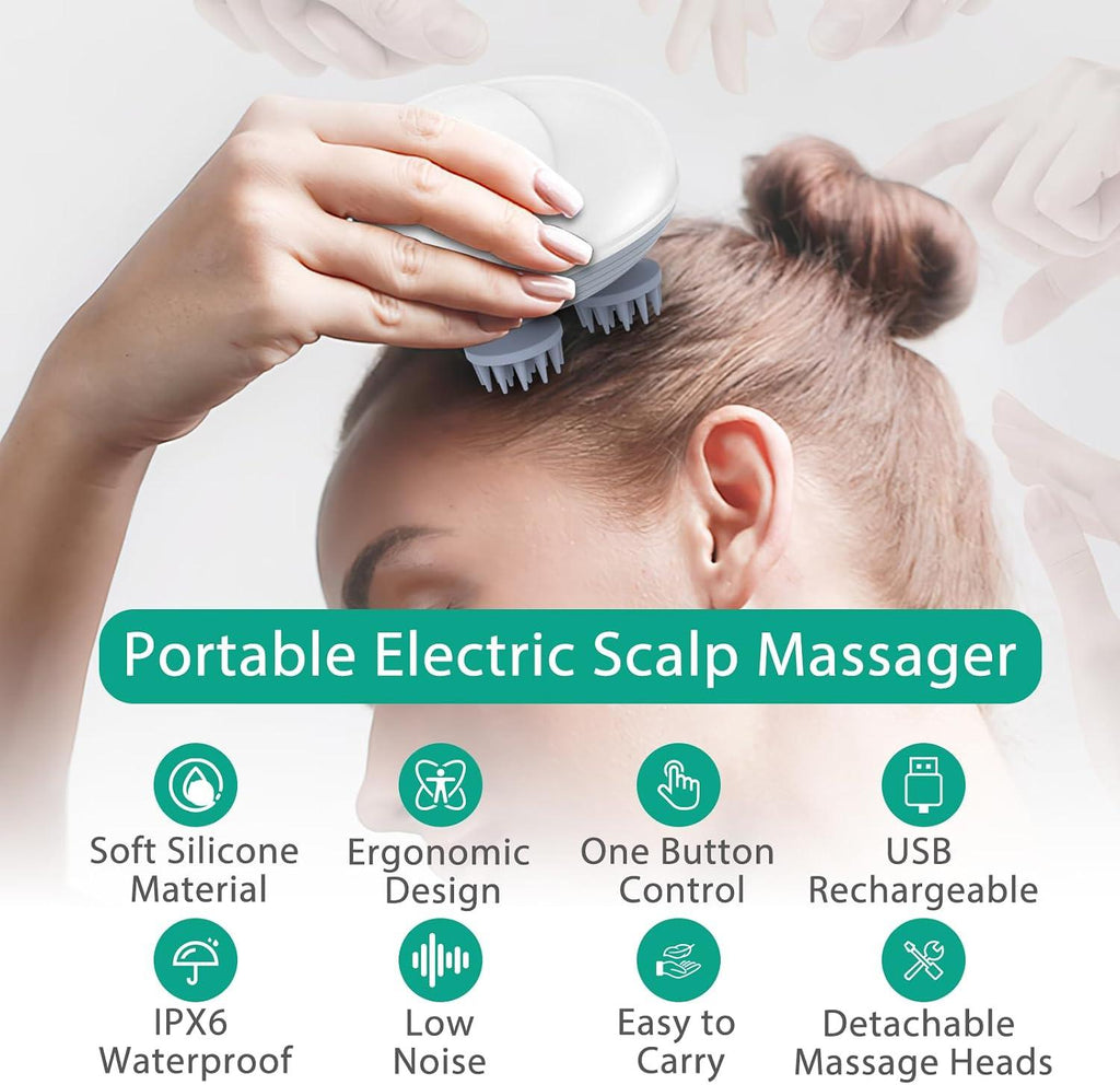 Electric 4-Head Scalp Massager – Hair & Scalp Massage Brush