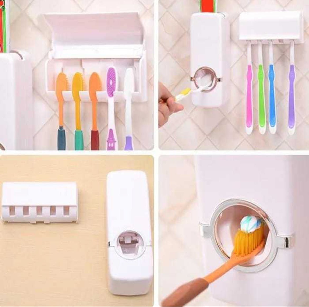 AutoPress™ 5-Slot Toothbrush Holder & Automatic Toothpaste Dispenser DailyDwell.pk