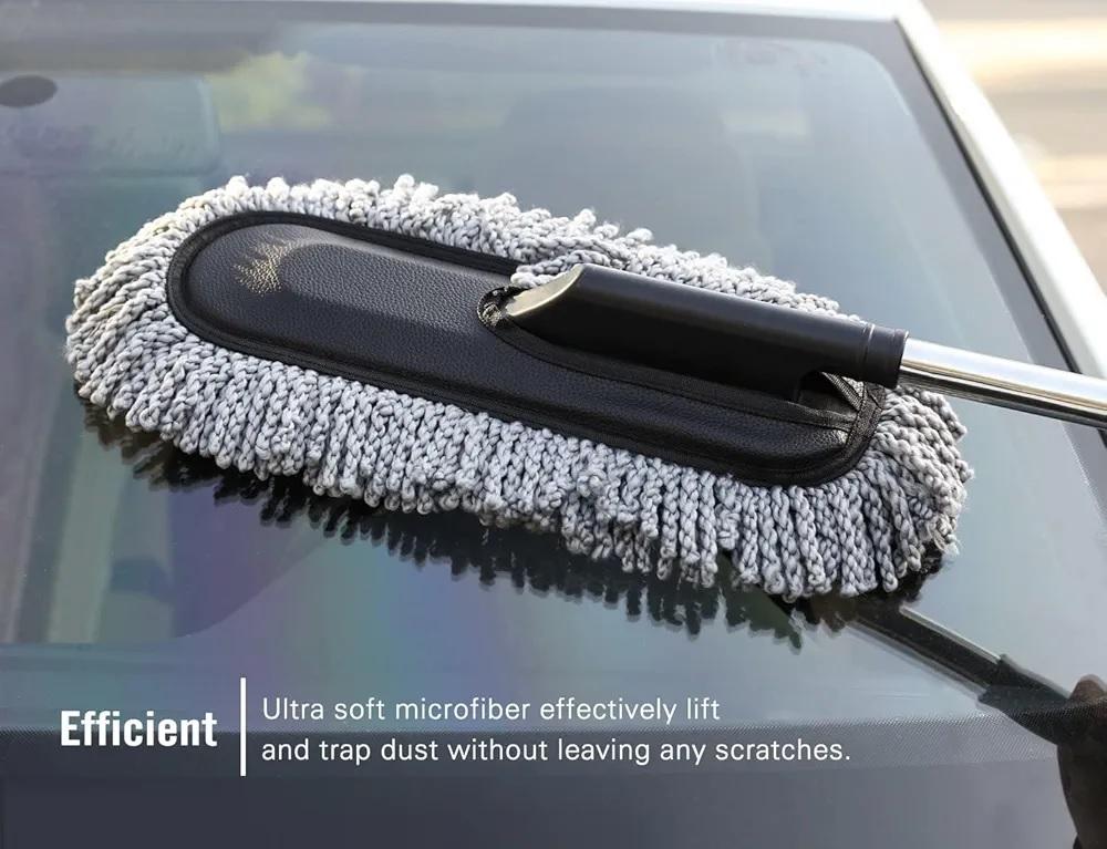 Telescopic Microfiber Car Duster – Long Handle Dust Cleaning Brush