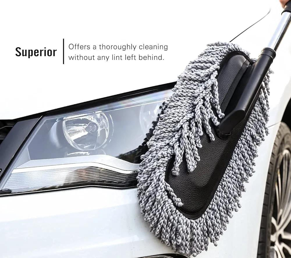Telescopic Microfiber Car Duster – Long Handle Dust Cleaning Brush