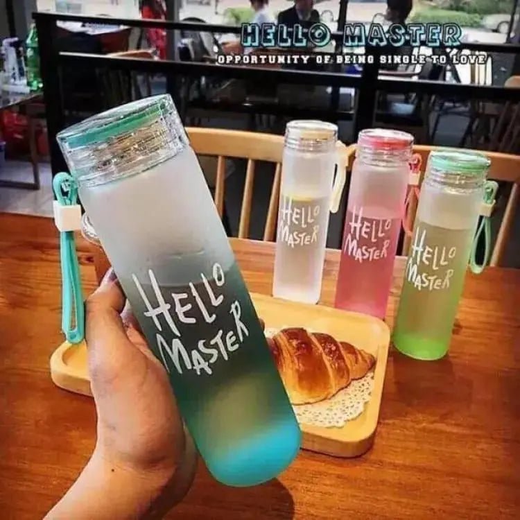 Hello Master 480ml Frosted Glass Water Bottle DailyDwell.pk
