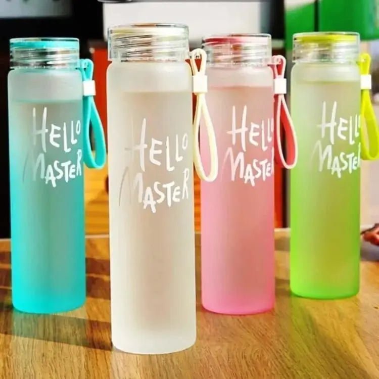 Hello Master 480ml Frosted Glass Water Bottle DailyDwell.pk