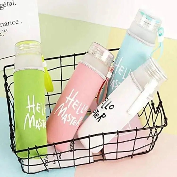 Hello Master 480ml Frosted Glass Water Bottle DailyDwell.pk