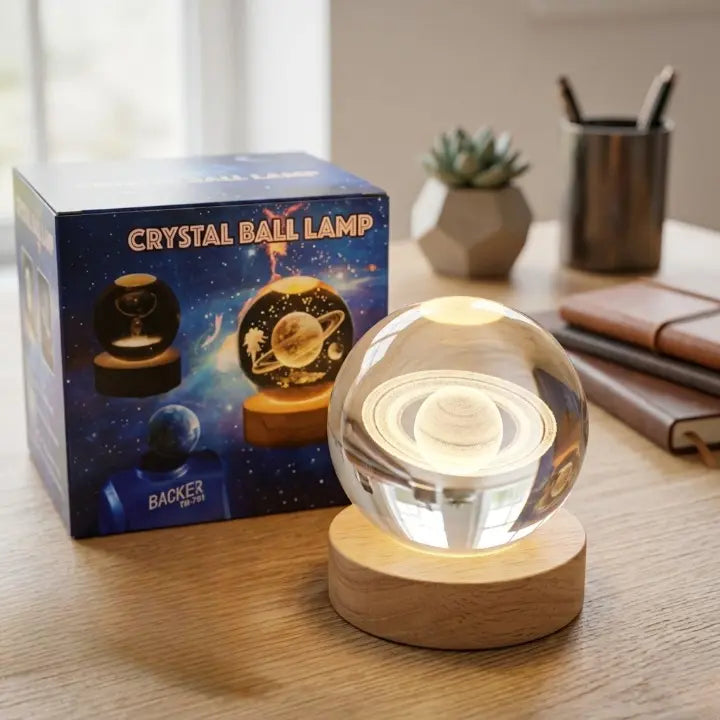 3D Crystal Ball LED Galaxy Lamp – Saturn Shape USB Night Light for Home Decor DailyDwell.pk