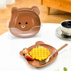 8 Pcs Bear Shape Plate Set – Creative Food-Grade Plastic Plates with Stand (Random Colour) DailyDwell.pk