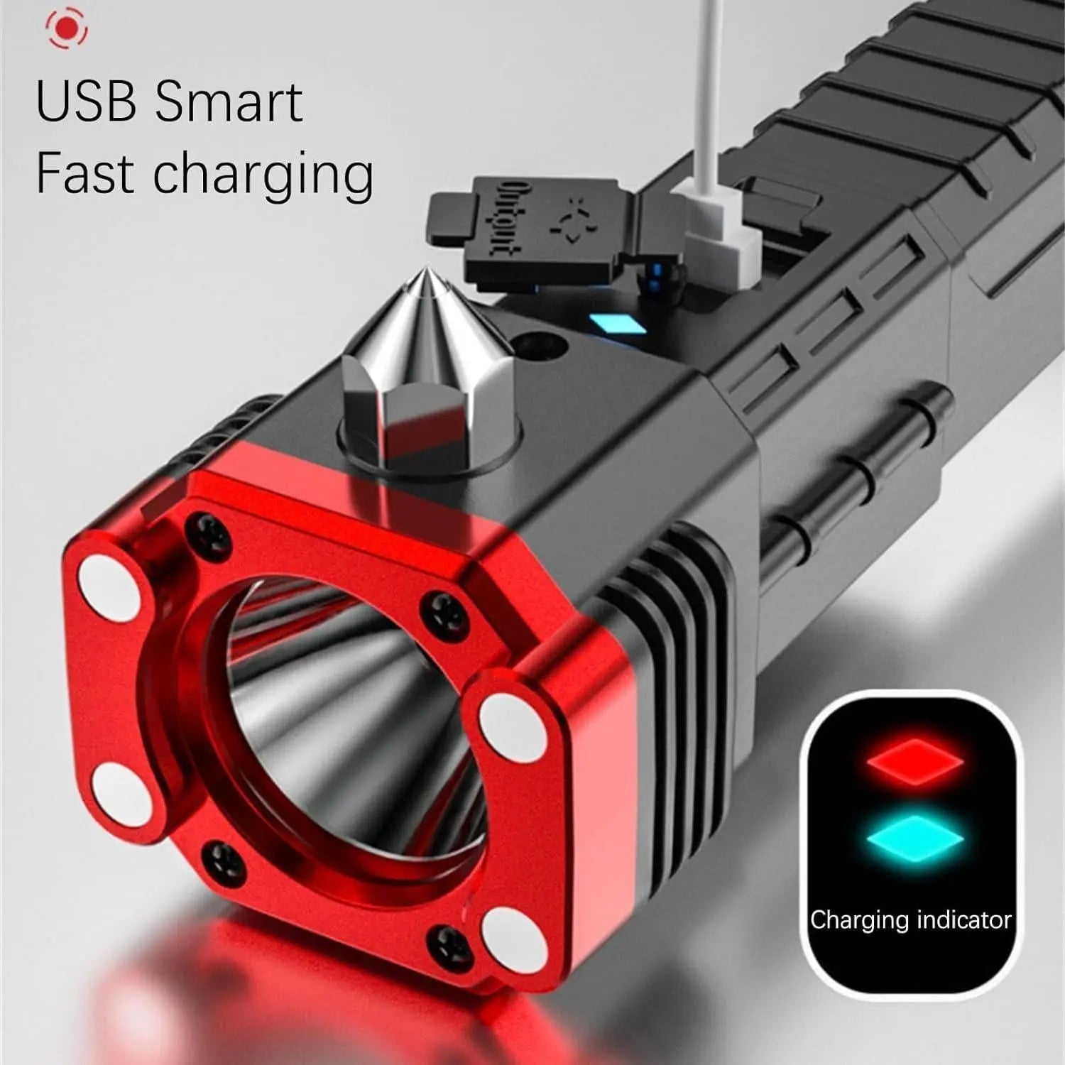 Versatile High Power Led Flashlight Focus Light Power Bank and Window Hammer DailyDwell.pk