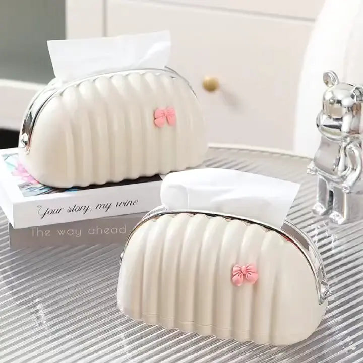 Luxury Shell Shape Tissue Box – Elegant Wave Pattern Paper Napkin Dispenser DailyDwell.pk