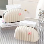 Luxury Shell Shape Tissue Box – Elegant Wave Pattern Paper Napkin Dispenser DailyDwell.pk