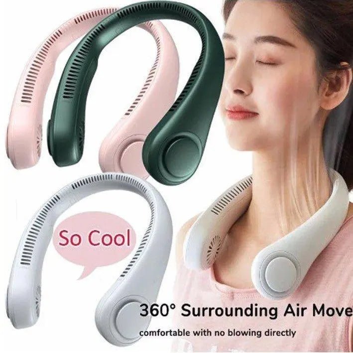 Portable Rechargeable Neck Fan – Bladeless USB Hanging Cooling Fan DailyDwell.pk