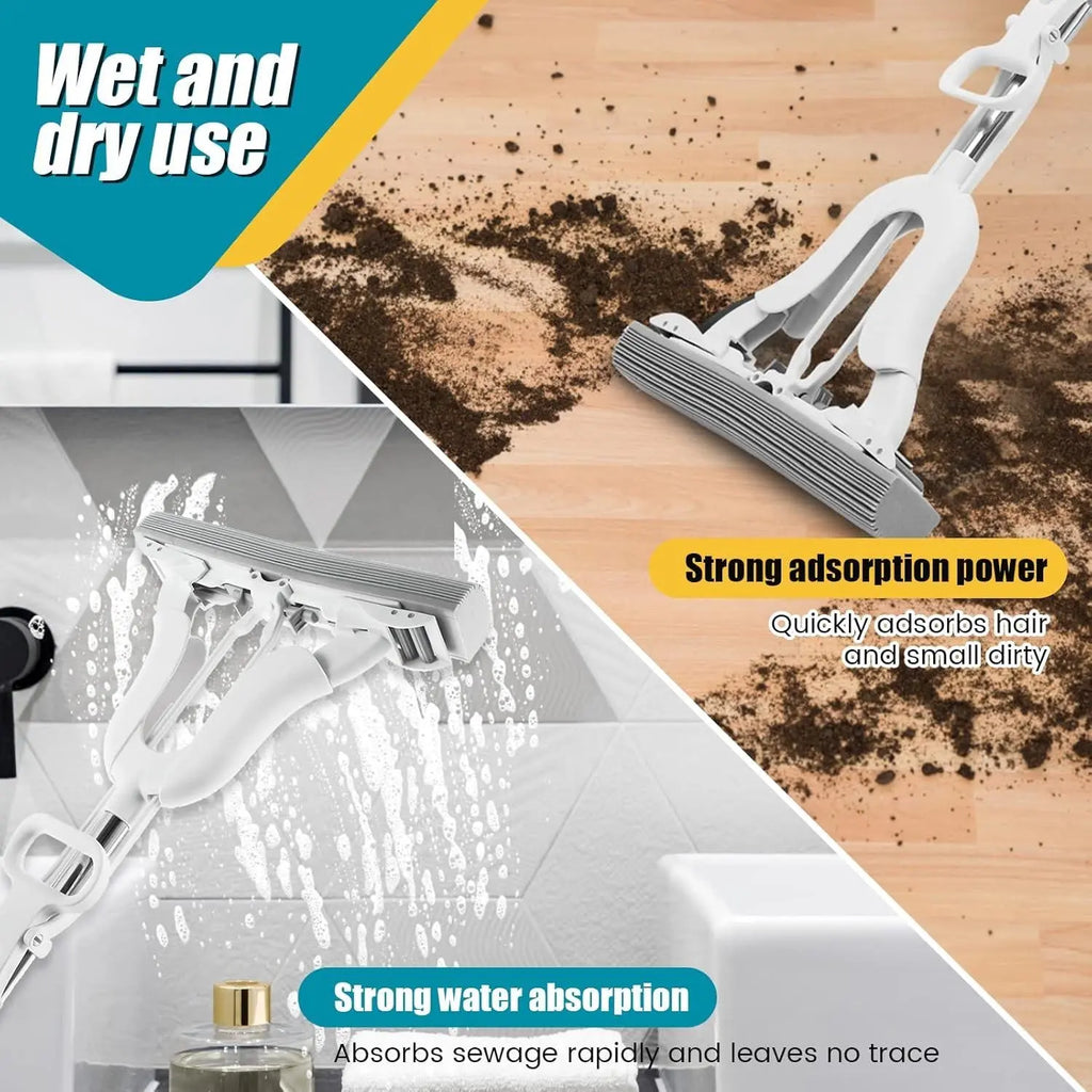 adjustable Long Handle Squeeze Sponge Mop – Self-Wringing Floor Cleaning Magic DailyDwell.pk