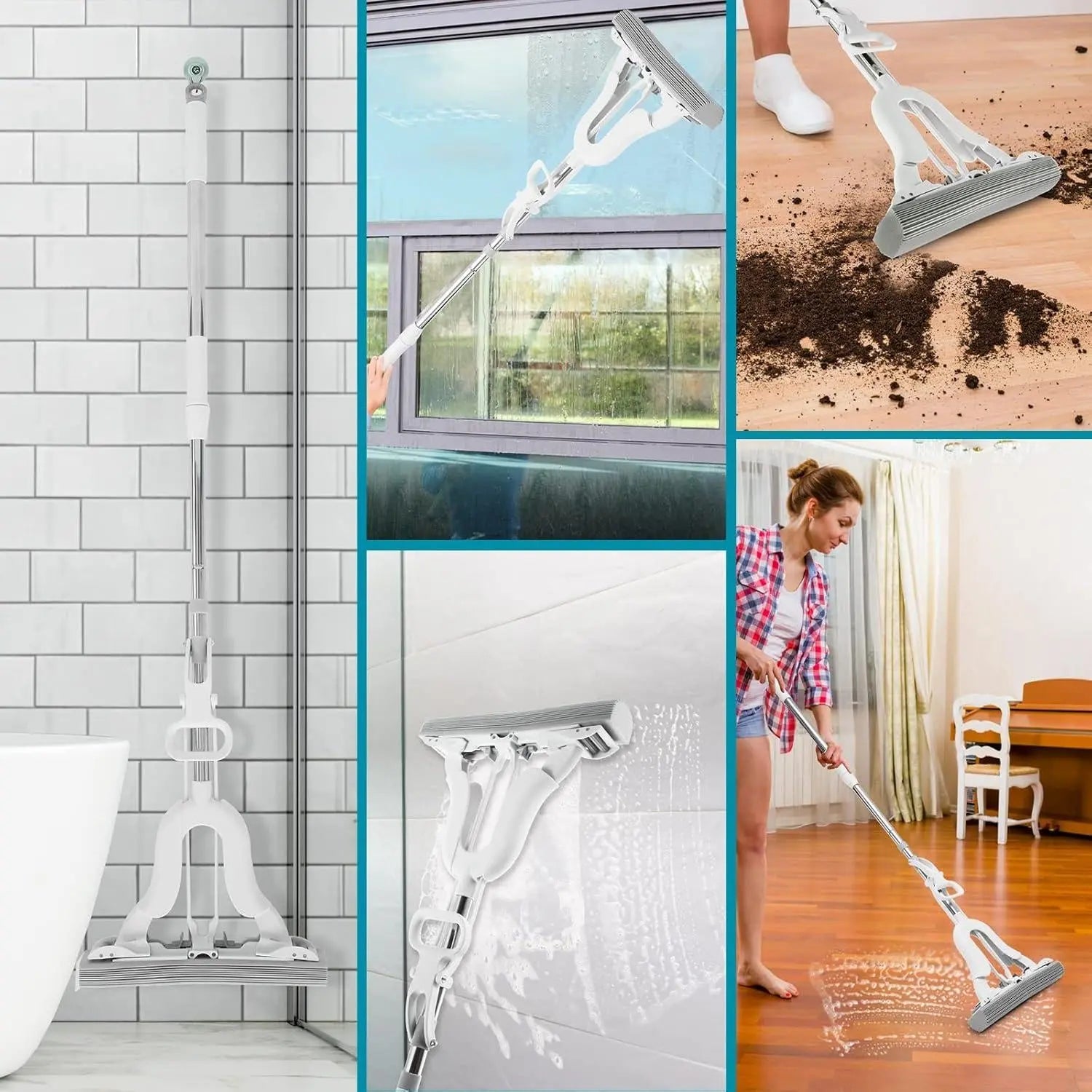 adjustable Long Handle Squeeze Sponge Mop – Self-Wringing Floor Cleaning Magic DailyDwell.pk