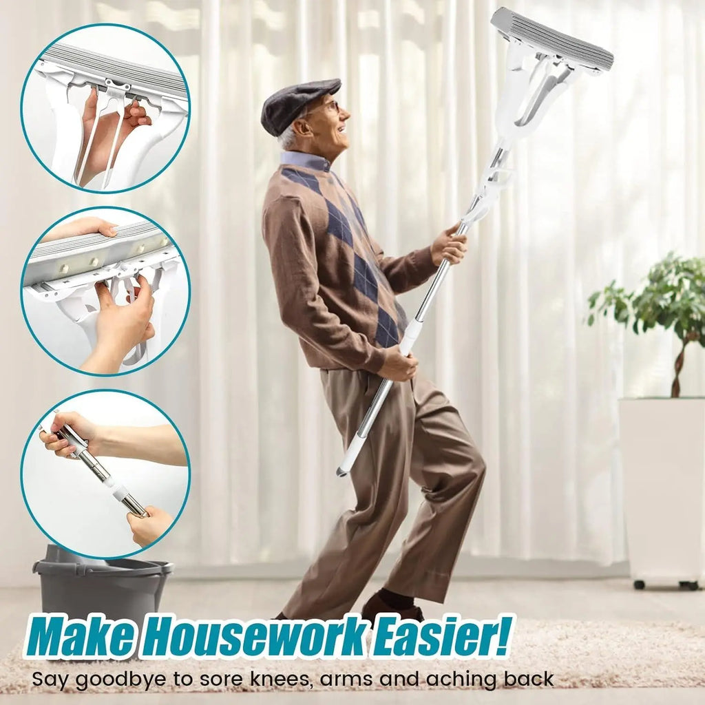 adjustable Long Handle Squeeze Sponge Mop – Self-Wringing Floor Cleaning Magic DailyDwell.pk