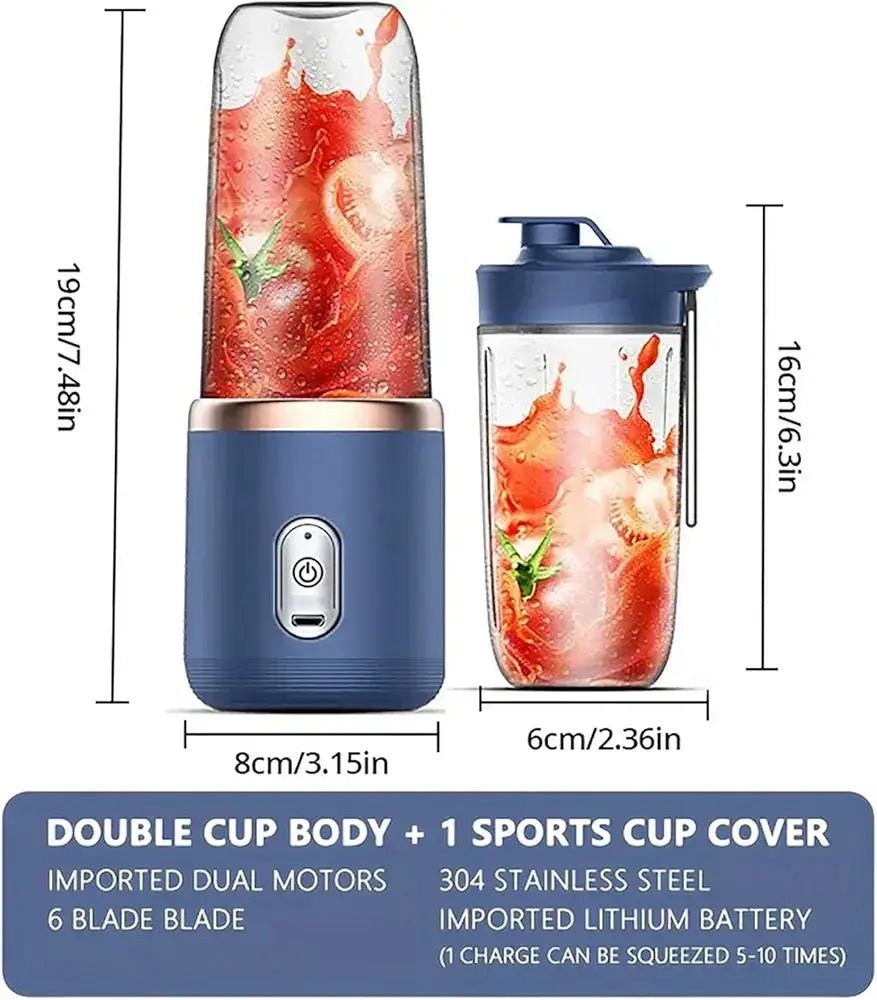 Hexa Blade 2-in-1 Rechargeable Mini Electric Juicer Blender DailyDwell.pk