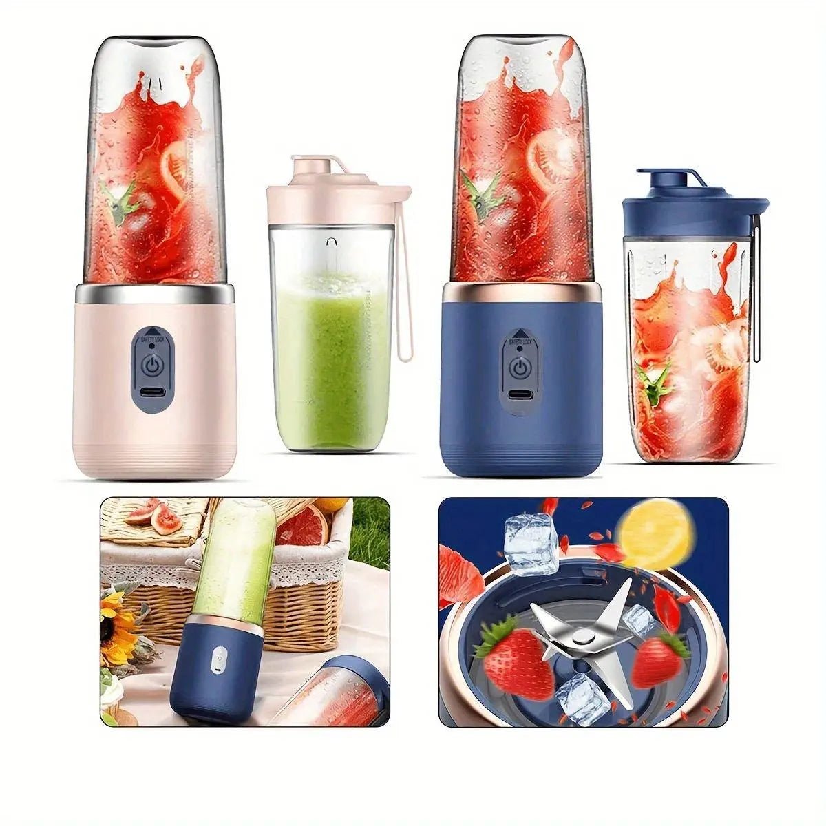 Hexa Blade 2-in-1 Rechargeable Mini Electric Juicer Blender DailyDwell.pk