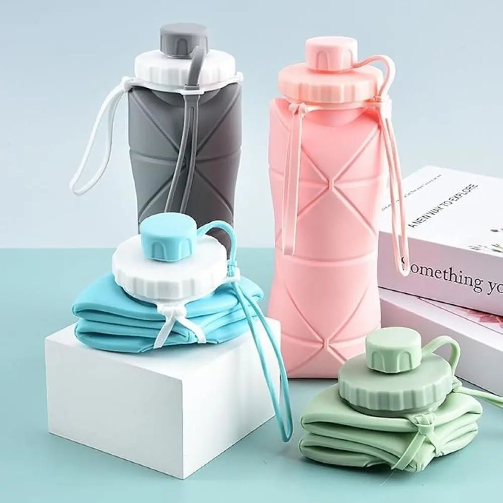 Silicone Foldable Bottle 600ml – Portable Travel Collapsible Smart Water Bottle (Random Color) DailyDwell.pk