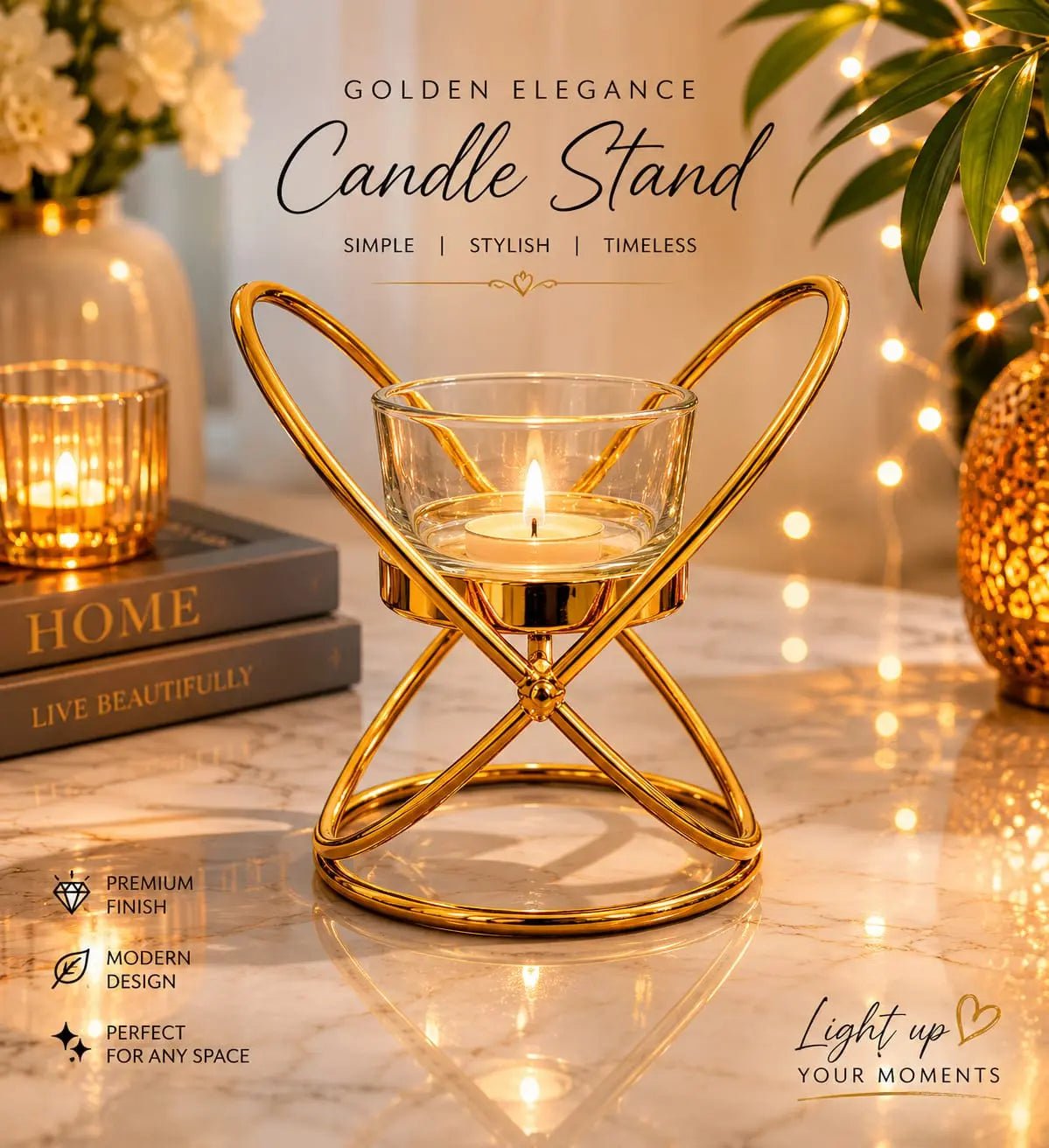 Elegant Black Candle Holder – Decorative Metal Candle Stand for Home & Table Décor DailyDwell.pk