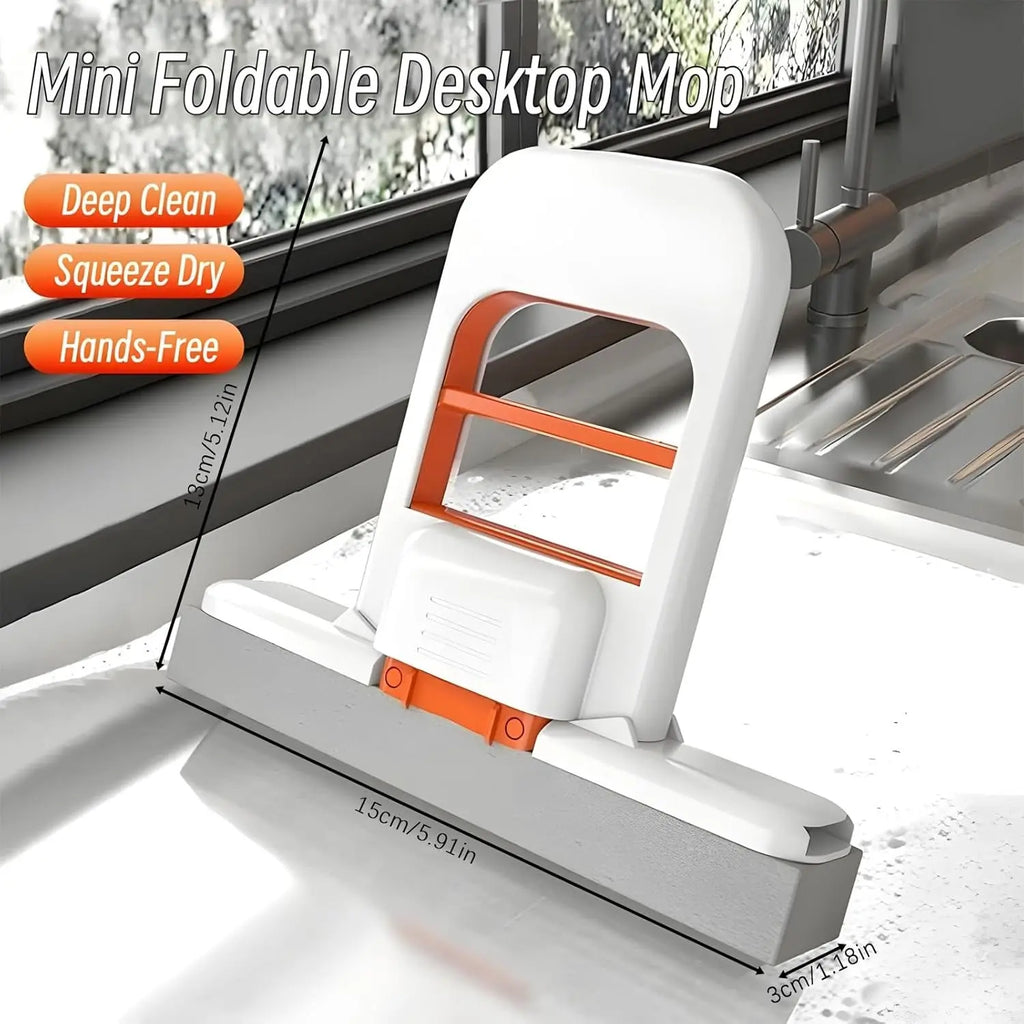Mini Foldable Desktop Mop – Portable Sponge Cleaner for Bathroom, Tiles & Small Spaces DailyDwell.pk