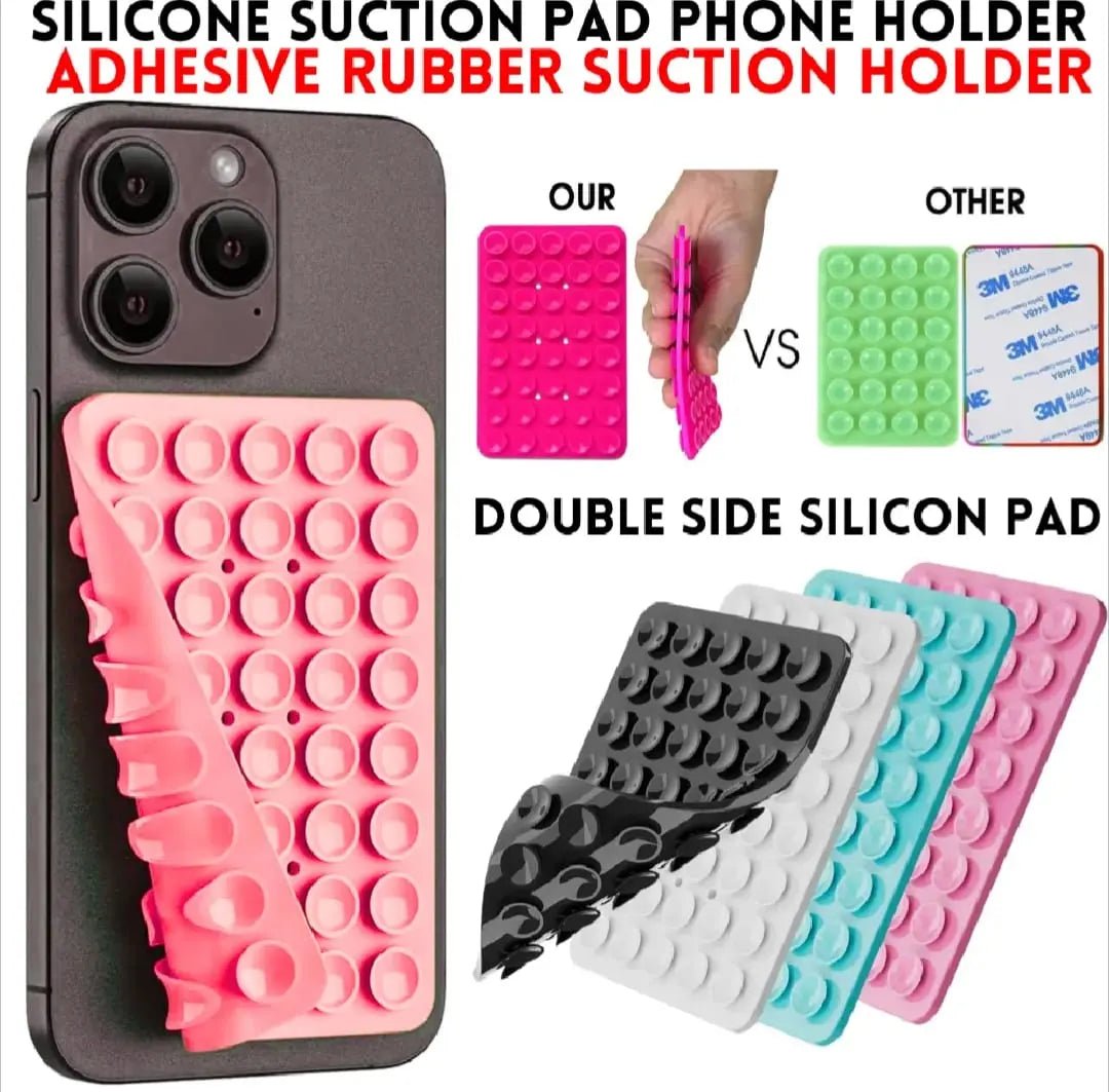 Double-Sided Silicone Suction Pad Phone Holder – Self-Adhesive Grip Pad for Mobiles & Tablets(Random color) DailyDwell.pk