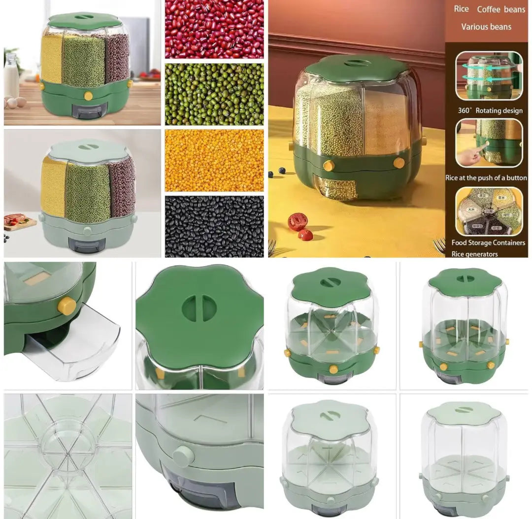 Rotatable Rice Barrel Food Storage Container – Sealed Grain & Cereal Dispenser (Random Color) DailyDwell.pk