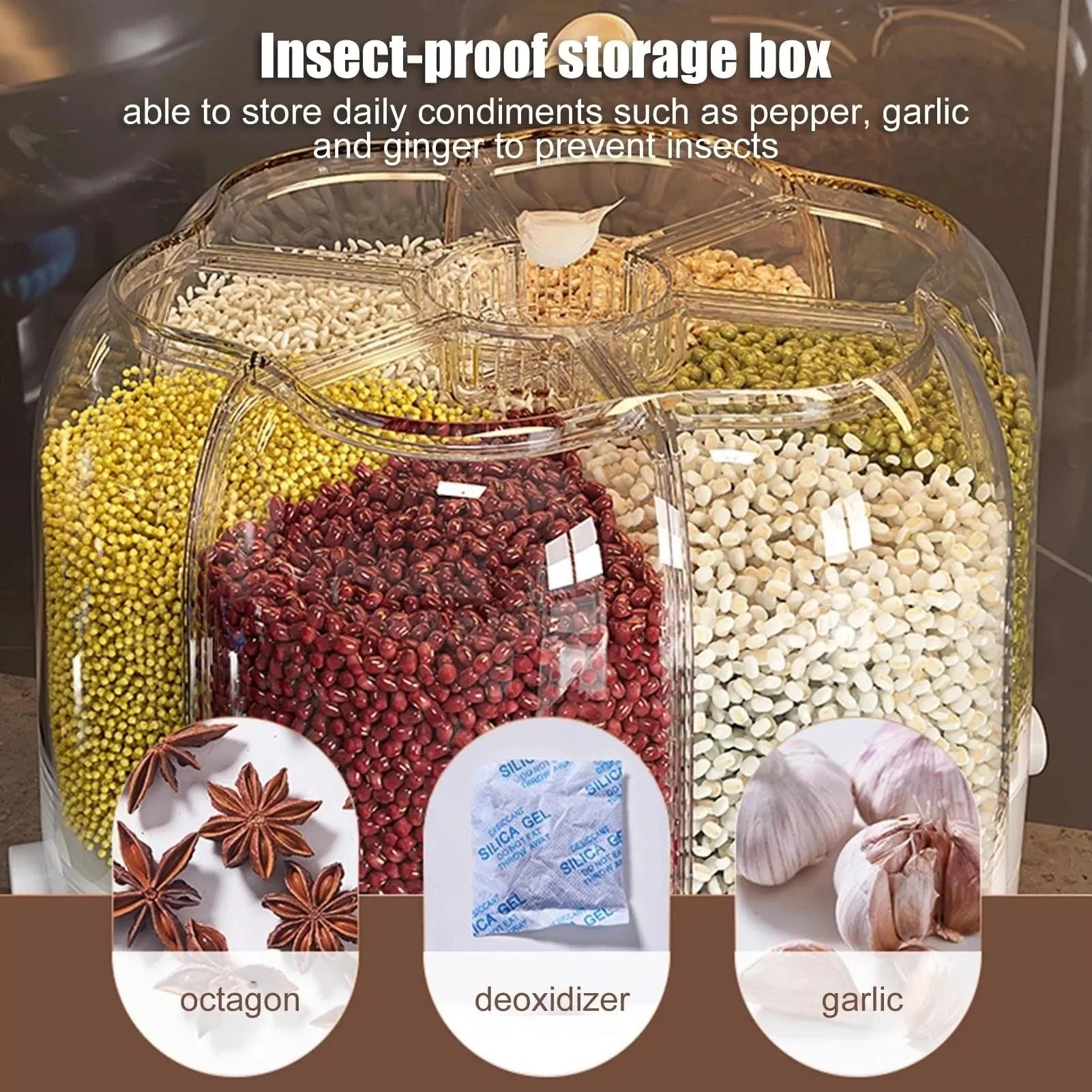 Rotatable Rice Barrel Food Storage Container – Sealed Grain & Cereal Dispenser (Random Color) DailyDwell.pk