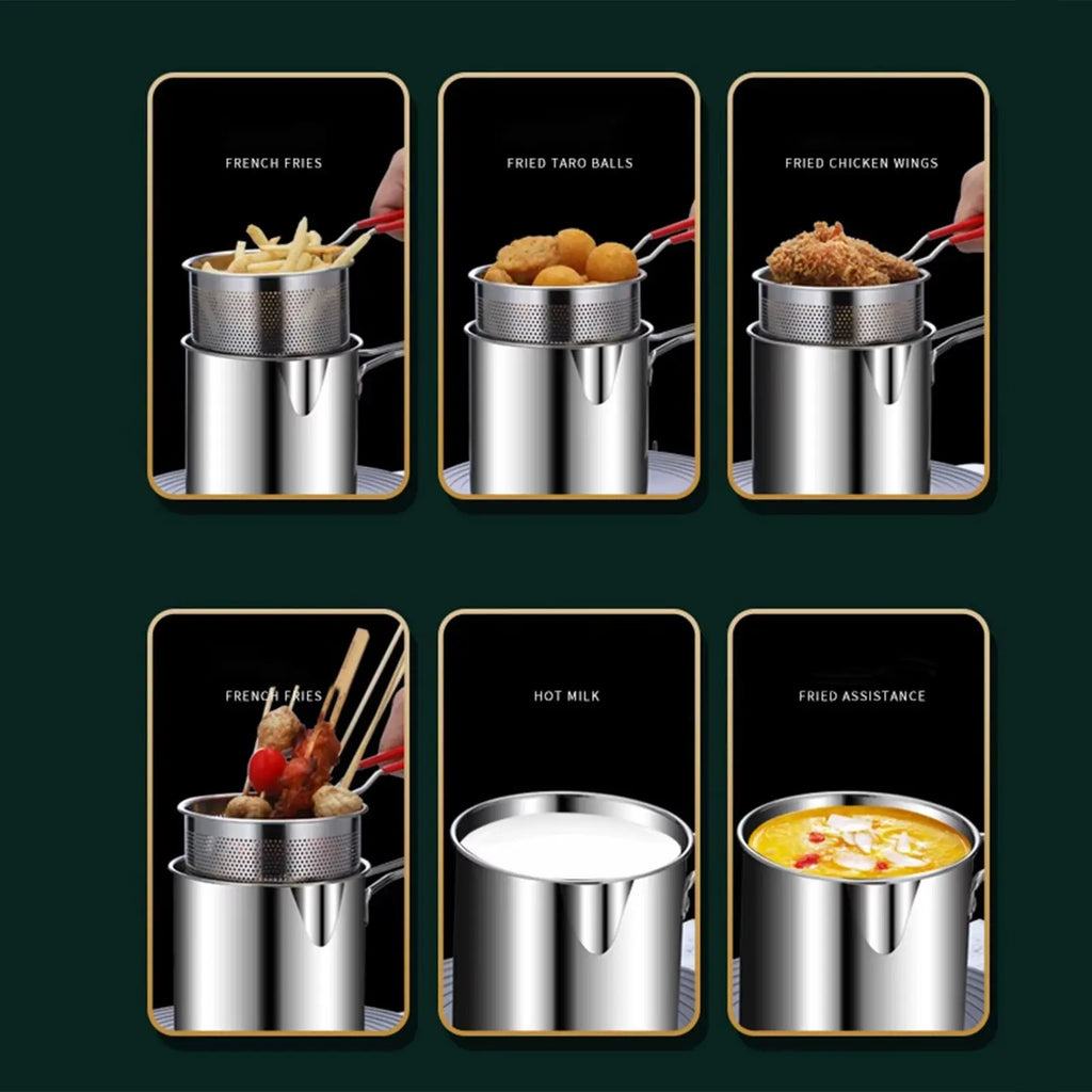 Deep Frying Fry Pot – Multipurpose Oil Fryer Pot With Strainer DailyDwell.pk