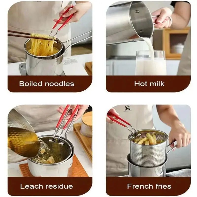 Deep Frying Fry Pot – Multipurpose Oil Fryer Pot With Strainer DailyDwell.pk