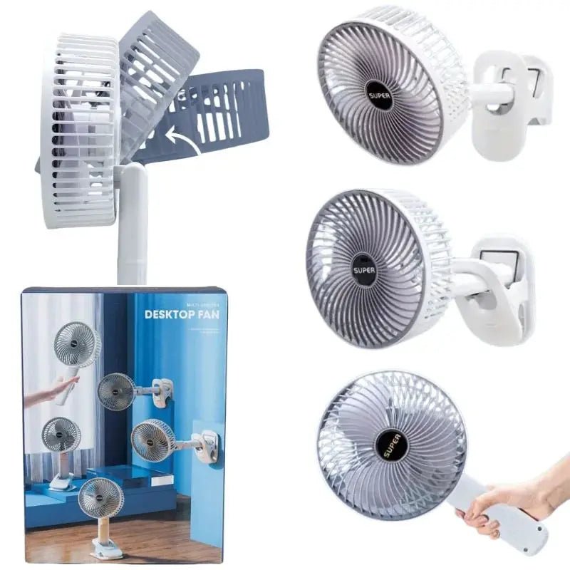 Rechargeable 3-in-1 Clip Fan – Handheld, Desktop & Wall Mounted Portable Fan With 3 Speed Modes DailyDwell.pk
