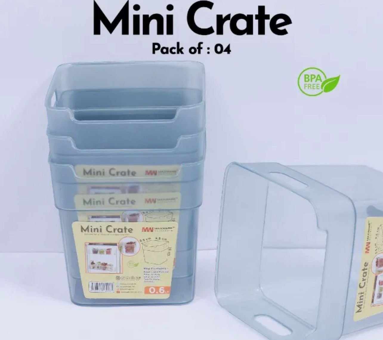 Refrigerator Food Storage Box Set – 4 Pcs Mini Crate Organizers (0.6L Each) DailyDwell.pk