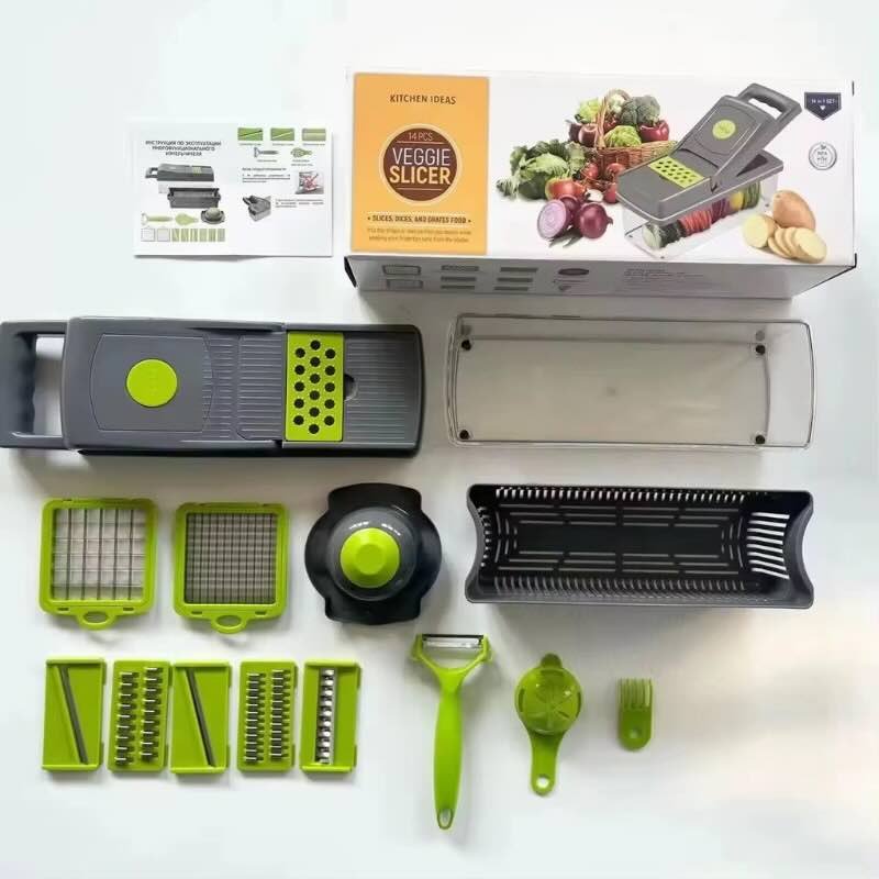14-in-1 Mandoline Slicer & Vegetable Chopper – Multifunctional Food Cutter & Grater DailyDwell.pk