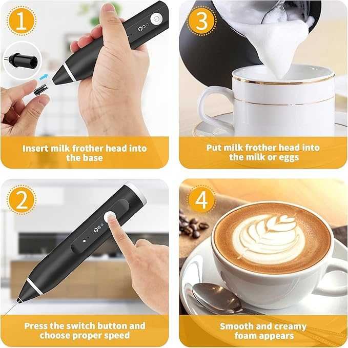 2-in-1 Rechargeable Coffee Beater & Electric Milk Frother | USB Portable Foam Maker DailyDwell.pk
