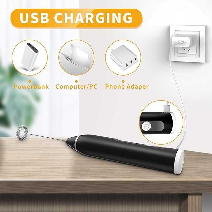 2-in-1 Rechargeable Coffee Beater & Electric Milk Frother | USB Portable Foam Maker DailyDwell.pk