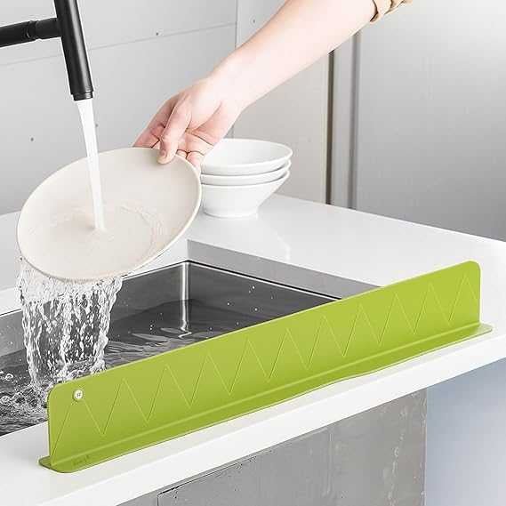 Silicone Sink Splash Guard with Suction Cups – Kitchen & Bathroom Water Splash Protector DailyDwell.pk
