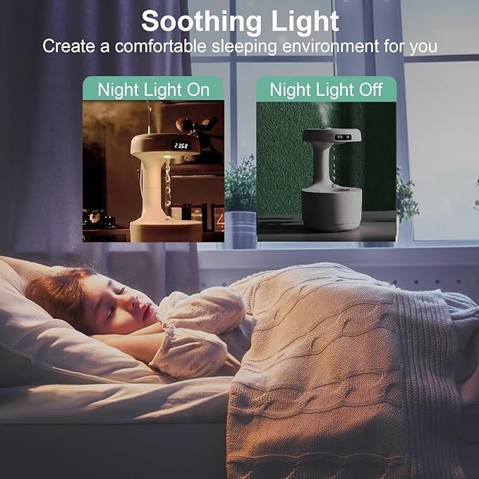Smooth Sailing Anti-Gravity Humidifier – Ultra-Quiet Water Drop Light Effect (Random Color) DailyDwell.pk