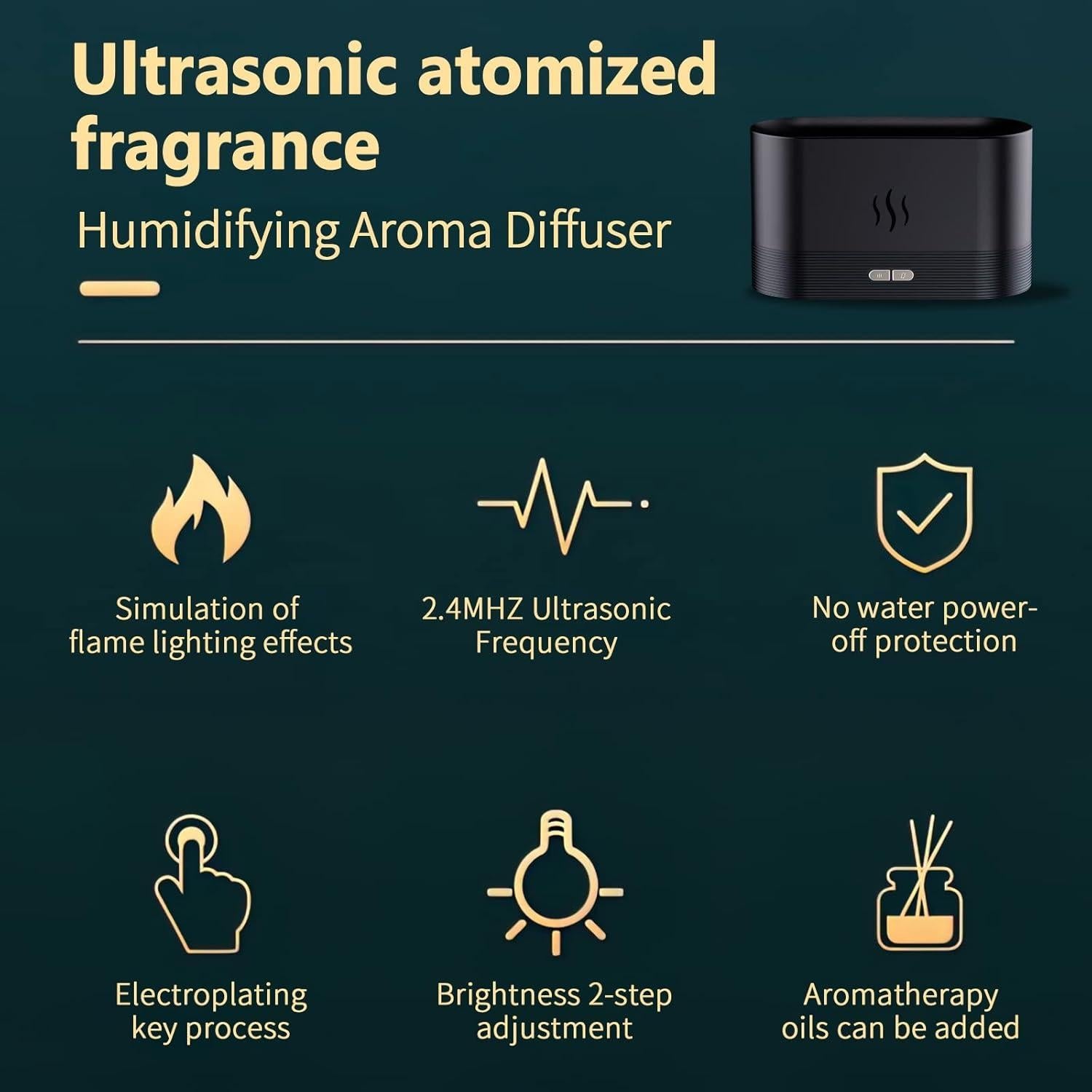 Flame Humidifier & Aroma Diffuser – Realistic Flame Effect | Ultrasonic Cool Mist Humidifier DailyDwell.pk