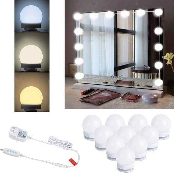 3 Color Modes Vanity Mirror Lights – 10 LED Bulbs USB Makeup Light Kit DailyDwell.pk