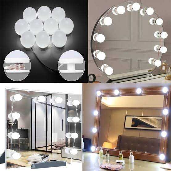 3 Color Modes Vanity Mirror Lights – 10 LED Bulbs USB Makeup Light Kit DailyDwell.pk