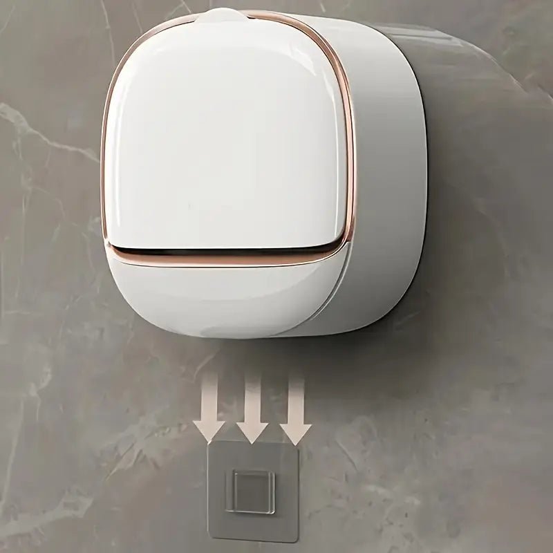 Milky White Self-Adhesive Wall-Mounted Soap Holder with Lid & Drainage Tray DailyDwell.pk