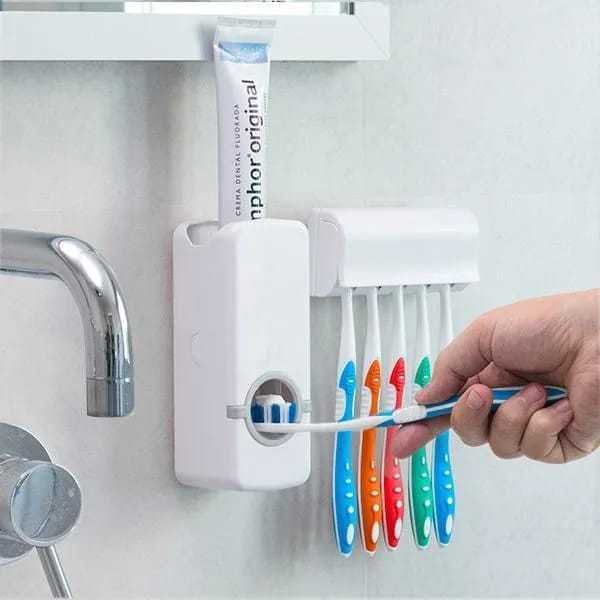 AutoPress™ 5-Slot Toothbrush Holder & Automatic Toothpaste Dispenser DailyDwell.pk