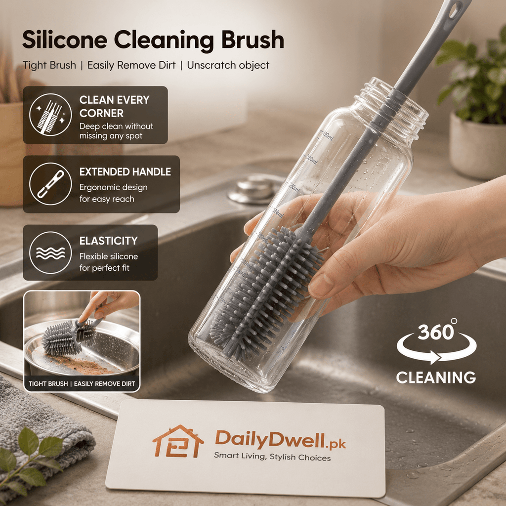 Silicone Bottle Cleaning Brush with Long handle DailyDwell.pk