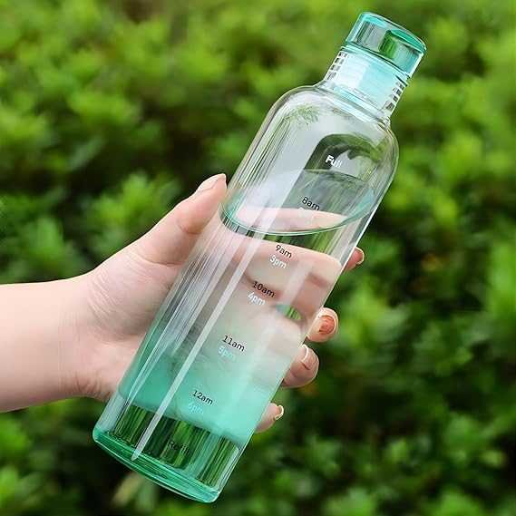 500ml Transparent Timeline Water Bottle – Motivational Leakproof Water Bottle with Time Markers DailyDwell.pk