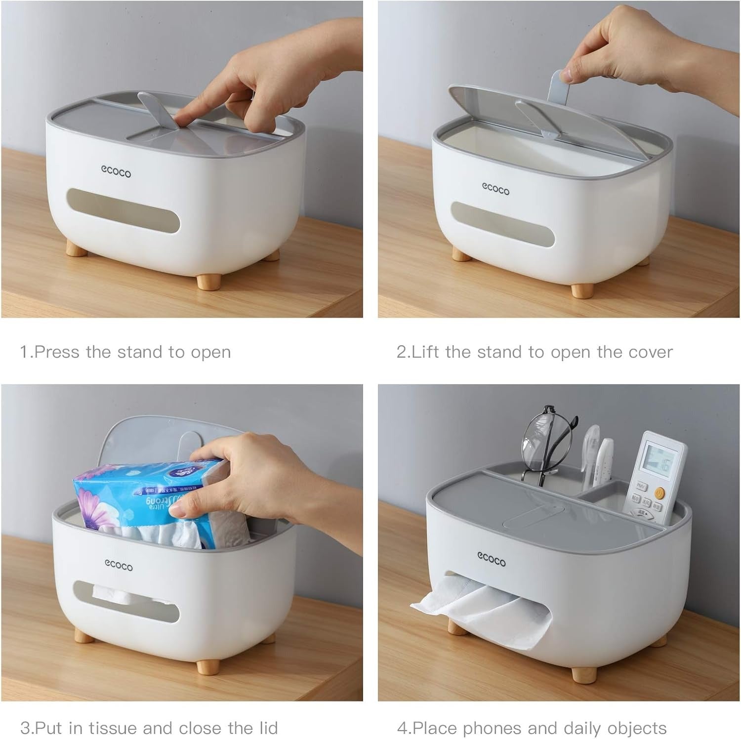 ECOCO Multifunctional Tissue Box with Storage Drawer DailyDwell.pk