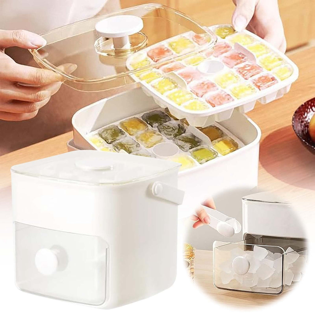 Double Layer Ice Cube Tray with Storage Box & Handle – Easy Release Ice Maker for Cold Drinks DailyDwell.pk
