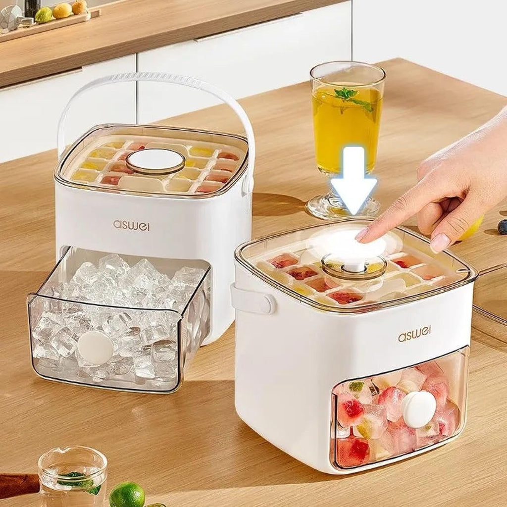 Double Layer Ice Cube Tray with Storage Box & Handle – Easy Release Ice Maker for Cold Drinks DailyDwell.pk