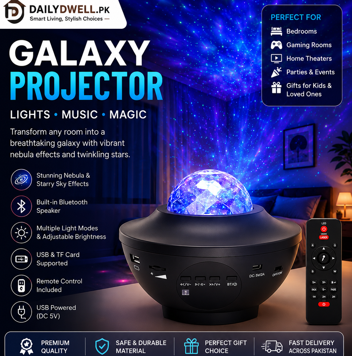 Astronaut Galaxy Star Projector – Nebula Night Light with Starry Sky Effects DailyDwell.pk