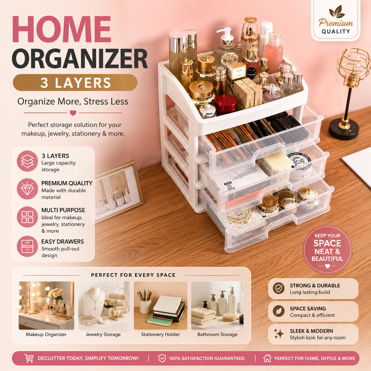 Home Organizer 3 Layer – Multi-Purpose Storage Rack DailyDwell.pk