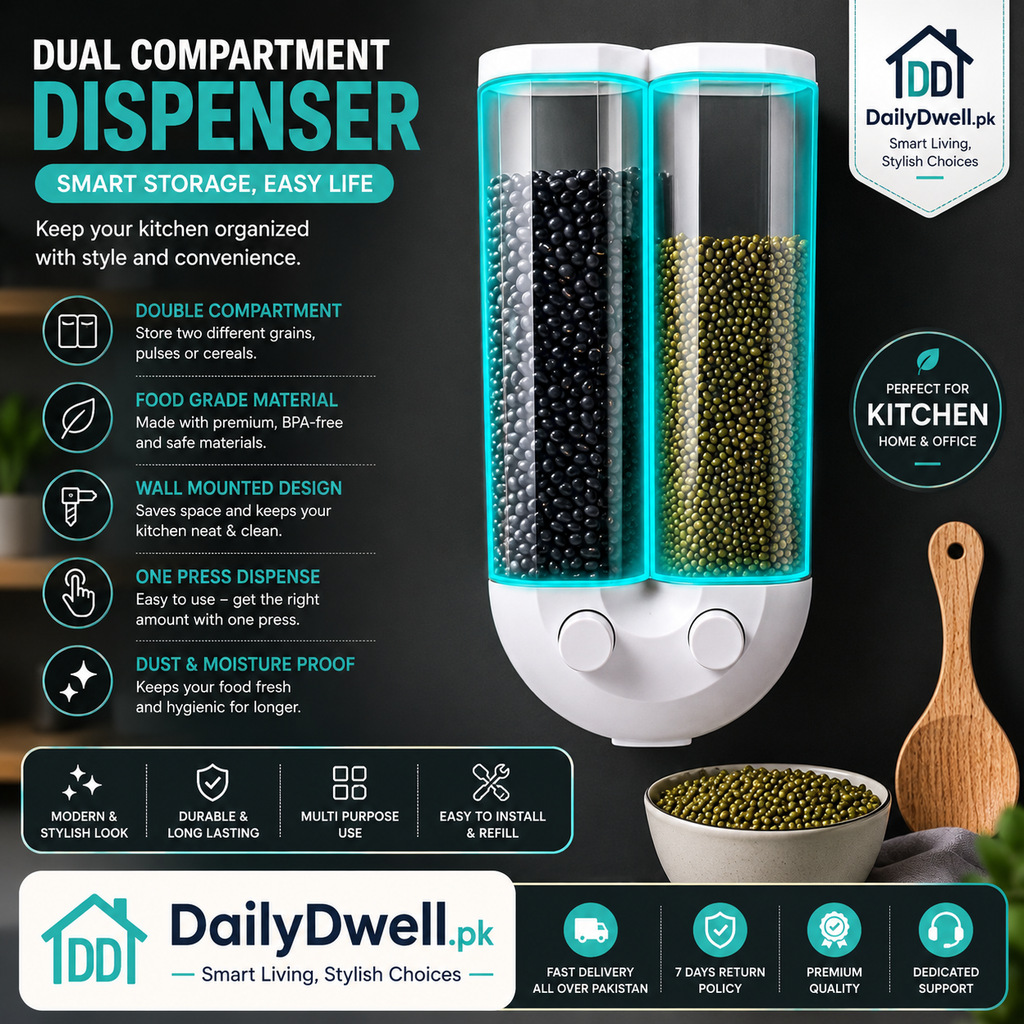 Wall-Mounted Cereal & Grain Dispenser – Leakproof Sealed Food Storage Container DailyDwell.pk